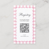 Pink Gingham Plaid Girl Baby Shower Registry Begleitkarte (Vorderseite)