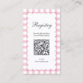 Pink Gingham Plaid Girl Baby Shower Registry Begleitkarte