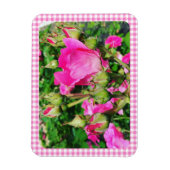 Pink Gingham Plaid Rose Garden Photo Magnet (Vertikal)