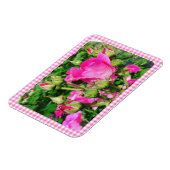 Pink Gingham Plaid Rose Garden Photo Magnet (Linke Seite)