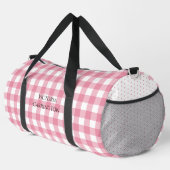 Pink Gingham Polkadot Vintage Personalized Duffle Bag (Rechte Ecke)