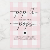 Pink Gingham Pop Es, wenn sie Pop Flaschenetikett Weinetikett (Einzelnes Label)