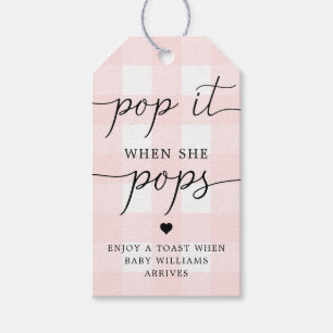 Pink Gingham Pop It, wenn sie Pop bevorzugen Tag Geschenkanhänger