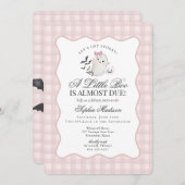 Pink Gingham Preppy Ghost Little Boo Baby Dusche Einladung (Vorne/Hinten)