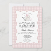 Pink Gingham Preppy Ghost Little Boo Baby Dusche Einladung (Vorderseite)