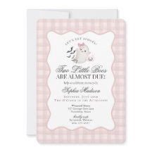 Pink Gingham Preppy Ghost Twins Baby Dusche