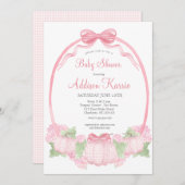 Pink Gingham Pumpkin Baby Dusche Einladung (Vorne/Hinten)