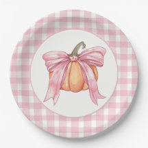 Pink Gingham Pumpkin mit einem Bow