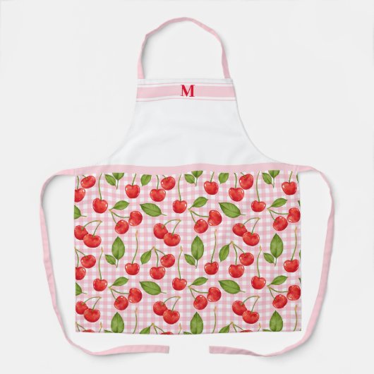 Pink Gingham & Red Cherry Picnic Schürze (Vorderseite)