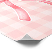 Pink Gingham Ribbon Bow Nursery Wall Art Baby Girl Poster (Ecke)