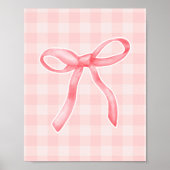 Pink Gingham Ribbon Bow Nursery Wall Art Baby Girl Poster (Vorne)