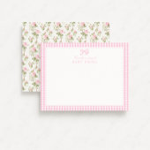 Pink Gingham & Rosen Floral Baby Note Card Einladung