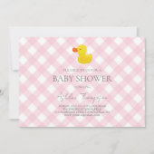 Pink Gingham Rubber Duckie Baby Shower Einladung (Vorderseite)