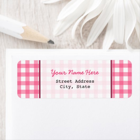Pink Gingham Rücksendeadresse (Insitu)