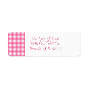 Pink Gingham Rücksendeadressen-Aufkleber