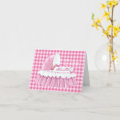 Pink Gingham Ruffled Bassinet Blank Notecard Karte (Gelbe Blume)