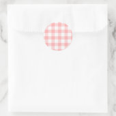 Pink Gingham Runder Aufkleber (Tasche)
