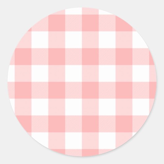 Pink Gingham Runder Aufkleber (Vorderseite)