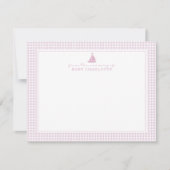 Pink Gingham Sailboat Nursery Note Card Ankündigung (Vorderseite)