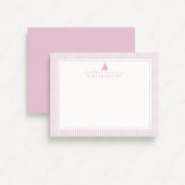 Pink Gingham Sailboat Nursery Note Card Ankündigung