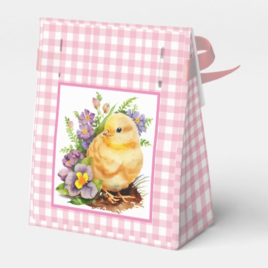 Pink Gingham Schachbrett Birthday Party Geschenkschachtel (Rückseite)