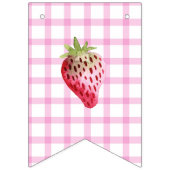 Pink Gingham Schachbrett Strawberry Birthday Wimpelkette (Erste Fahne)