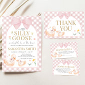 Pink Gingham Silly Goose Baby Shower Einladung