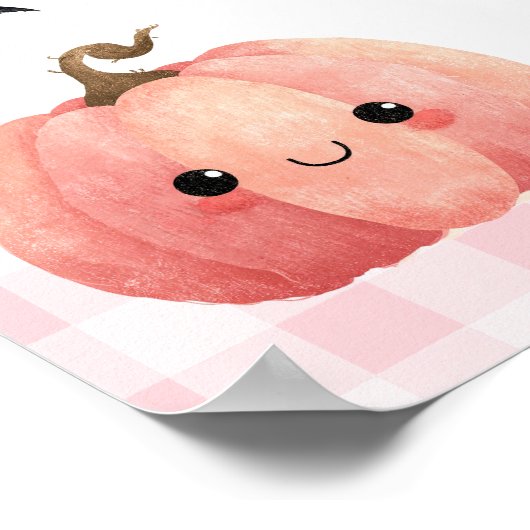 Pink Gingham Spooky One First Birthday Welcome Poster (Ecke)