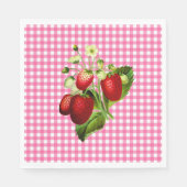 Pink Gingham & Strawberries Lunch Paper Napkin Serviette (Vorderseite)