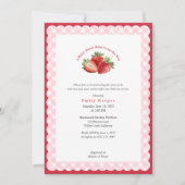 Pink Gingham Strawberry Berry Sweet Baby Shower Einladung (Vorderseite)