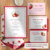 Pink Gingham Strawberry Berry Sweet Baby Shower Einladung
