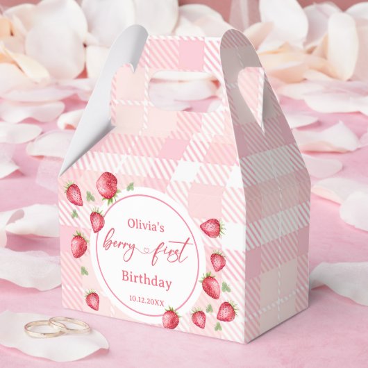 Pink Gingham Strawberry Birthday Geschenkschachtel (Hochzeit)