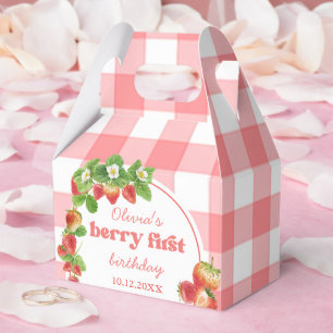 Pink Gingham Strawberry Birthday Geschenkschachtel