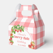 Pink Gingham Strawberry Birthday Geschenkschachtel (Vorderseite)