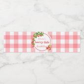 Pink Gingham Strawberry Birthday Wasserflaschenetikett (Einzelnes Label)