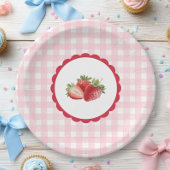 Pink Gingham-Strawberry themed  Pappteller