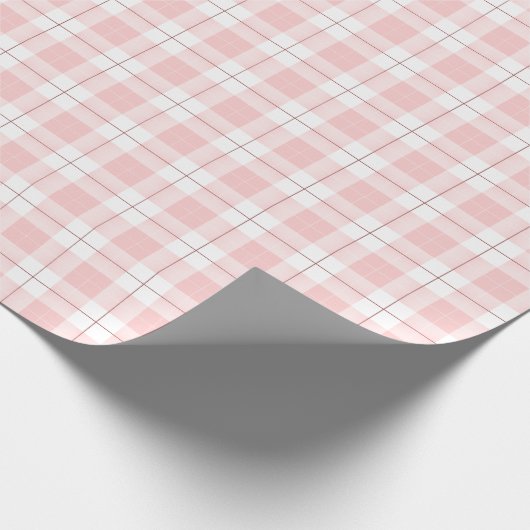 Pink Gingham Style Kariertes Muster Geschenkpapier (Ecke)