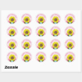 Pink Gingham Sunflower BABY SHOWER Stickers (Blatt)