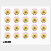 Pink Gingham Sunflower BABY SHOWER Stickers (Blatt)