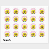 Pink Gingham Sunflower Danke Stickers (Blatt)