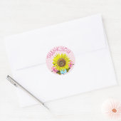 Pink Gingham Sunflower Danke Stickers (Umschlag)