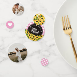 Pink Gingham & Sunflowers Baby-Q Dusche Konfetti