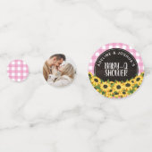 Pink Gingham & Sunflowers Baby-Q Dusche Konfetti (Vorderseiten)