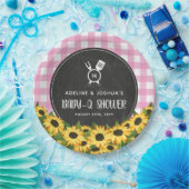 Pink Gingham Sunflowers Chalkboard Baby-Q Dusche Pappteller (Party)