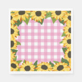 Pink Gingham & Sunflowers Serviette (Vorderseite)