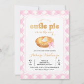 Pink Gingham Süsse Pie Baby Dusche Einladung (Vorderseite)
