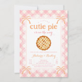 Pink Gingham Süsse Pie JA AGE Baby Dusche Einladung (Vorderseite)
