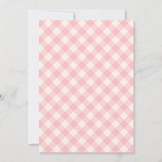 Pink Gingham Süsse Pie JA AGE Baby Dusche Einladung (Rückseite)