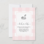 Pink Gingham Swan Books Request Insert Card Einladung (Vorderseite)