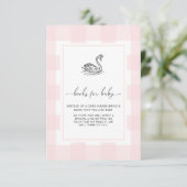 Pink Gingham Swan Books Request Insert Card Einladung (Stehend Vorderseite)